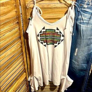 Trendy White Geometric Print Women's Top